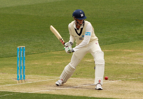MELBOURNE, AUSTRALIA - NOVEMBER 02:  Alex Keath of the Bushrangers plays a shot during day two of the Sheffield Shield match between the Victorian Bushrangers and the Western Australia Warriors at the Melbourne Cricket Ground on November 2, 2012 in Melbourne, Australia.  (Photo by Robert Prezioso/Getty Images)