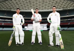 ADELAIDE, AUSTRALIA - NOVEMBER 22:  (L-R) Nic Maddinson, Matt Renshaw and Peter Handscomb of Australia pose during a portrait session at Adelaide Oval on November 22, 2016 in Adelaide, Australia.  (Photo by Ryan Pierse/Getty Images)