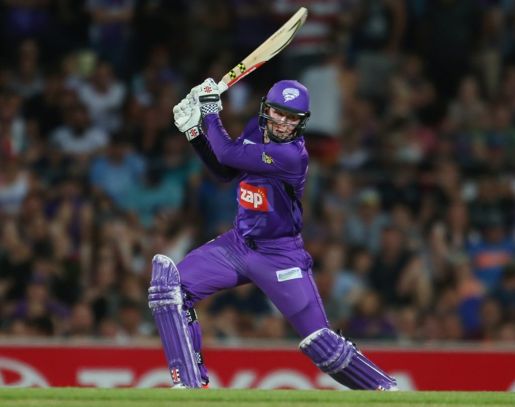 HOBART, AUSTRALIA - JANUARY 02:  Ben Dunk of the Hurricanes bats during the Big Bash League match between the Hobart Hurricanes and the Brisbane Heat at Blundstone Arena on January 2, 2015 in Hobart, Australia.  (Photo by Scott Barbour/Getty Images)