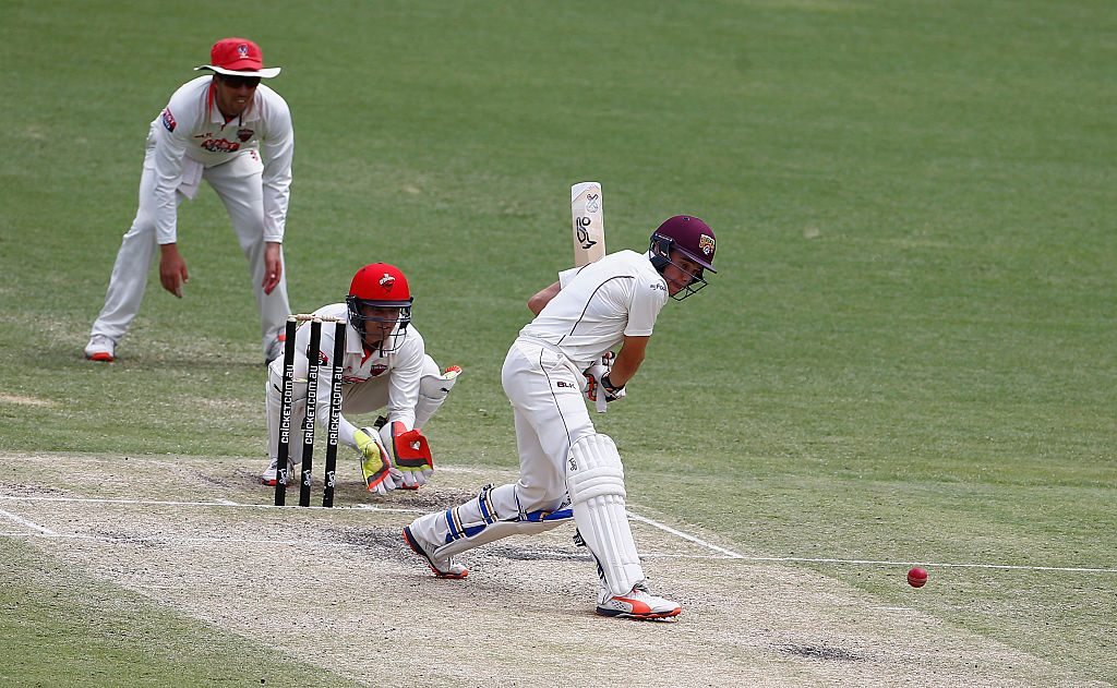 BRISBANE, AUSTRALIA - NOVEMBER 19:  Sam Heazlett of the Bulls in action during day three of the Sheffield Shield match between Queensland and South Australia at The Gabba on November 19, 2016 in Brisbane, Australia.  (Photo by Jason O'Brien/Getty Images)